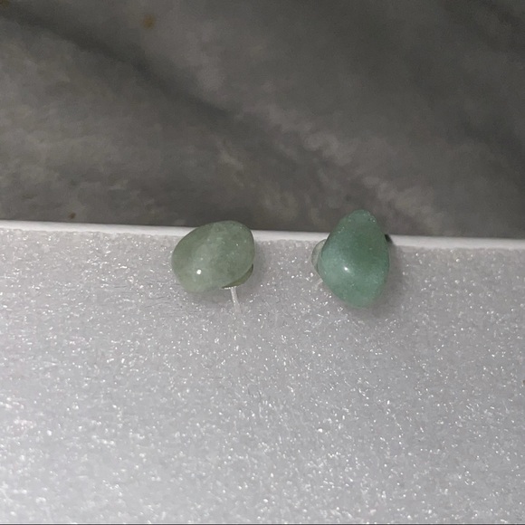 🆕 Handmade Raw Jade Sterling Silver Stud Earrings - Picture 14 of 14